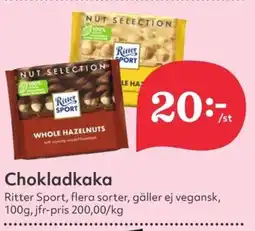 Hemköp RITTER SPORT Chokladkaka erbjuda