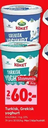 ICA Kvantum ARLA Turkisk, grekisk yoghurt erbjuda