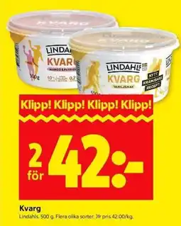 ICA Kvantum LINDAHLS Kvarg erbjuda