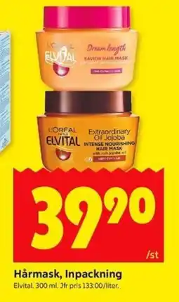 ICA Kvantum ELVITAL Hårmask, inpackning erbjuda