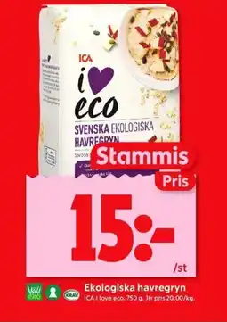 ICA Kvantum ICA Ekologiska havregryn erbjuda