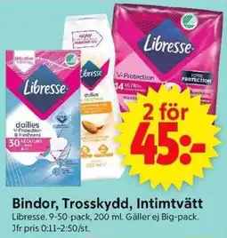 ICA Supermarket LIBRESSE Bindor, trosskydd, intimtvätt erbjuda