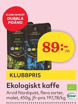 Östenssons ARVID NORDQUIST Ekologiskt kaffe erbjuda