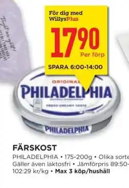 Willys Färskost Philadelphia erbjuda