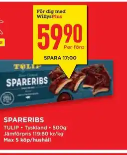 Willys Spareribs erbjuda