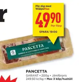 Willys PANCETTA erbjuda