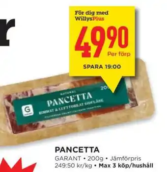 Willys PANCETTA erbjuda