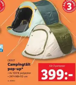 Lidl CRIVIT Campingtält pop-up erbjuda