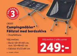 Lidl CRIVIT Campingmöbler* Fällstol med bordsskiva erbjuda