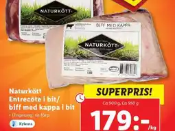 Lidl Naturkött Entrecôte i bit/biff med kappa i bit erbjuda