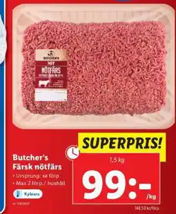 Lidl BUTCHER’S Färsk nötfärs erbjuda
