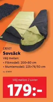 Lidl CRIVIT Sovsäck erbjuda