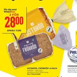 Willys Hemma OSTBRÖD, FRÖBRÖD 4-PACK erbjuda