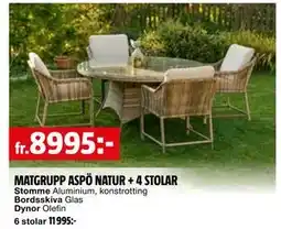 Bauhaus MATGRUPP ASPÖ NATUR + 4 STOLAR erbjuda
