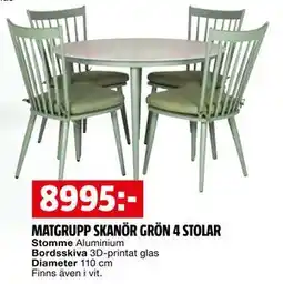 Bauhaus MATGRUPP SKANÖR GRÖN 4 STOLAR erbjuda