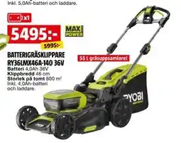 Bauhaus BATTERIGRÄSKLIPPARE RY36LMX46A-140 36V erbjuda