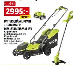 Bauhaus BATTERIGRÄSKLIPPARE + TRIMMMER RLM1833BLT1825M 18V erbjuda