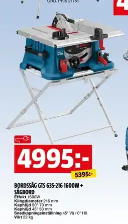 Bauhaus BORDSSÅG GTS 635-216 1600W + SÅGBORD erbjuda