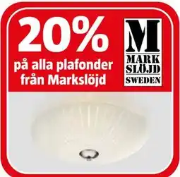 Bauhaus 20% på alla plafonder från Markslöjd erbjuda