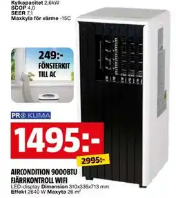 Bauhaus AIRCONDITION 9000BTU FJÄRRKONTROLL WIFI erbjuda