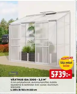 Jem&Fix VÄXTHUS IDA 3300 - 3,3 M² erbjuda