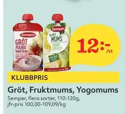 Hemköp Gröt, Fruktmums, Yogomums erbjuda