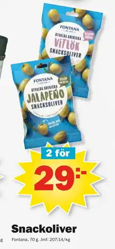 Pekås FONTANA Snackoliver erbjuda