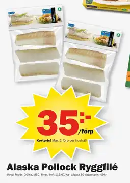 Pekås ROYAL FOODS Alaska pollock ryggfilé erbjuda