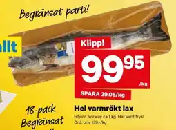 City Gross Hel varmrökt lax erbjuda