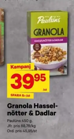 City Gross PAULUNS Granola hassel- nötter & dadlar erbjuda