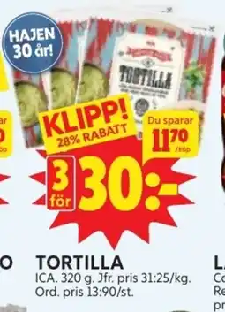 Ica Hajen Lagpris ICA Tortilla erbjuda