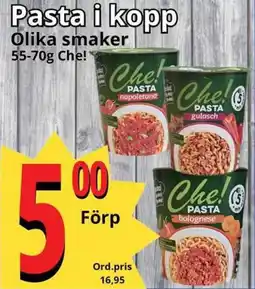 Supergrossen CHE! Pasta i kopp erbjuda