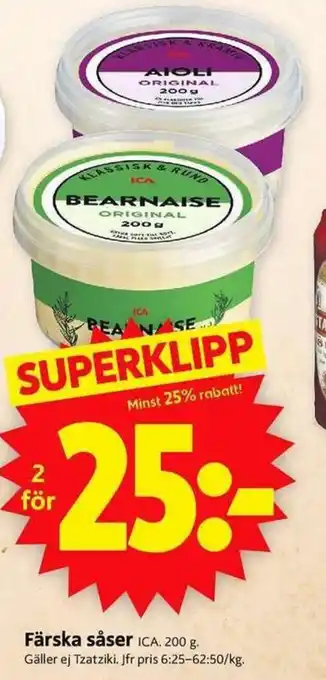 ICA Supermarket Färska såser 2x200g erbjuda