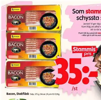 ICA Supermarket Bacon, Stekfläsk 375g erbjuda