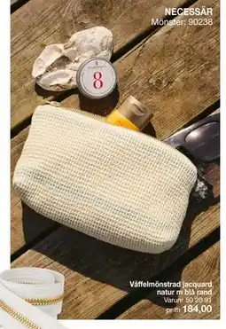 Selfmade Våffelmönstrad jacquard natur m blå rand erbjuda