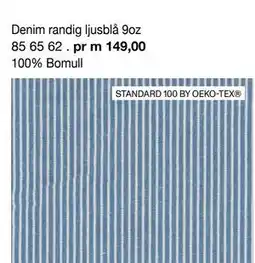Selfmade Denim randig ljusblå 9oz 85 65 62 erbjuda