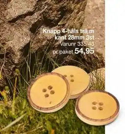 Selfmade Knapp 4-håls trä m kant 28mm 3st erbjuda