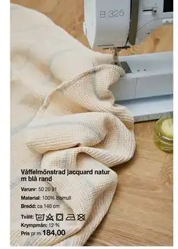 Selfmade Våffelmönstrad jacquard natur m blå rand erbjuda