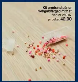 Selfmade Kit armband pärlor röd/guldfärgad mix1st erbjuda
