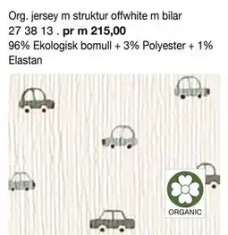 Selfmade Org. jersey m struktur offwhite m bilar erbjuda