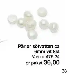 Selfmade Pärlor sötvatten ca 6mm vit 8st erbjuda