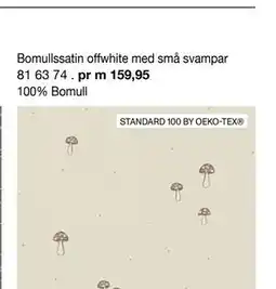 Selfmade Bomullssatin offwhite med små svampar erbjuda