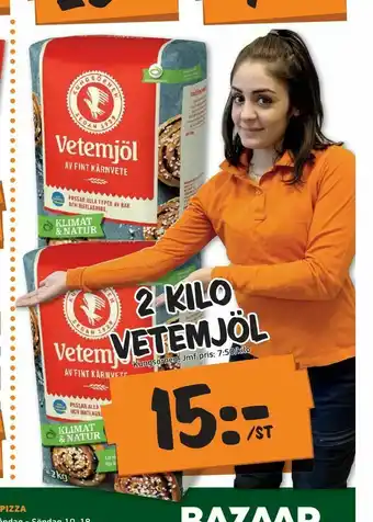 Bazaar Food market 2 kilo vetemjöl erbjuda
