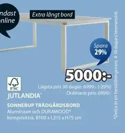 JYSK JUTLANDIA Sonnerup trädgårdsbord erbjuda
