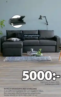 JYSK Marslev bäddsoffa med schäslong erbjuda