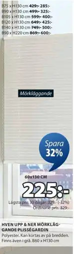 JYSK Hven Upp & ner mörkläg- gande plisségardin erbjuda