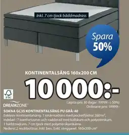 JYSK Sokna GC35 kontinentalsäng pu grå-40 erbjuda