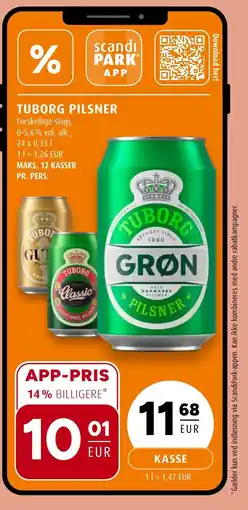 Scandinavian Park Tuborg pilsner erbjuda