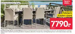 Rusta Bord Florens 184-242 cm + 8 stolar Milano erbjuda