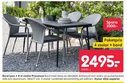 Rusta Bord Lyon + 4 st stolar Provence erbjuda
